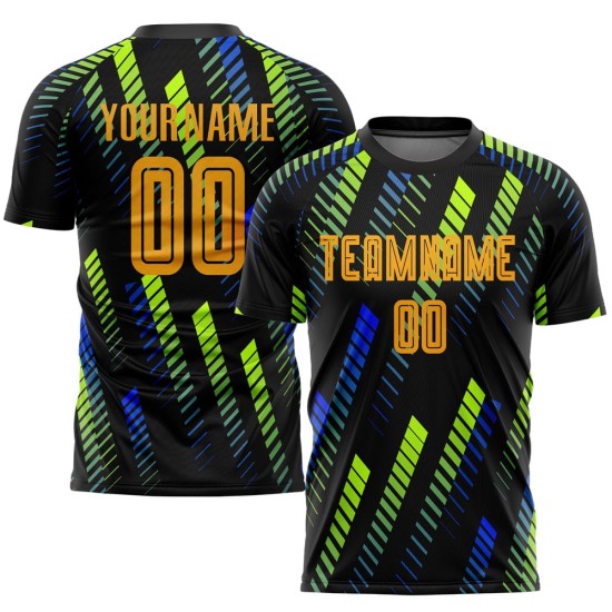 Custom Black Gold Sublimation Soccer Uniform Jersey Custom Black Gold Sublimation Soccer Uniform Jersey