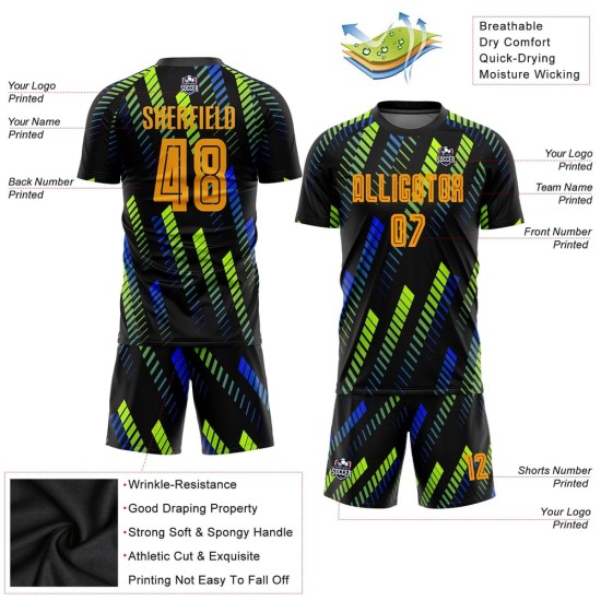Custom Black Gold Sublimation Soccer Uniform Jersey Custom Black Gold Sublimation Soccer Uniform Jersey