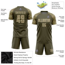 Custom Olive Vegas Gold-Camo Sublimation Salute To Service Soccer Uniform Jersey Custom Olive Vegas Gold-Camo Sublimation Salute To Service Soccer Uniform Jersey