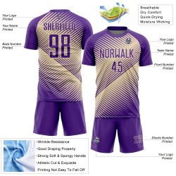 Custom Purple Cream Line Sublimation Soccer Uniform Jersey Custom Purple Cream Line Sublimation Soccer Uniform Jersey