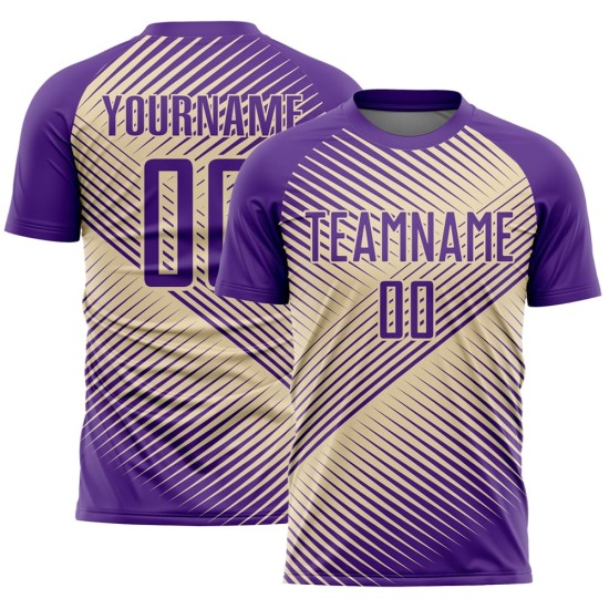 Custom Purple Cream Line Sublimation Soccer Uniform Jersey Custom Purple Cream Line Sublimation Soccer Uniform Jersey