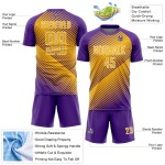 Custom Purple Gold-White Line Sublimation Soccer Uniform Jersey Custom Purple Gold-White Line Sublimation Soccer Uniform Jersey