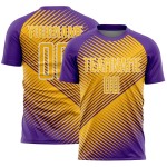 Custom Purple Gold-White Line Sublimation Soccer Uniform Jersey Custom Purple Gold-White Line Sublimation Soccer Uniform Jersey