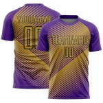Custom Purple Old Gold-Black Line Sublimation Soccer Uniform Jersey Custom Purple Old Gold-Black Line Sublimation Soccer Uniform Jersey