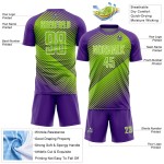 Custom Purple Neon Green-White Line Sublimation Soccer Uniform Jersey Custom Purple Neon Green-White Line Sublimation Soccer Uniform Jersey