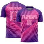 Custom Purple Pink-White Line Sublimation Soccer Uniform Jersey Custom Purple Pink-White Line Sublimation Soccer Uniform Jersey