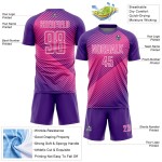 Custom Purple Pink-White Line Sublimation Soccer Uniform Jersey Custom Purple Pink-White Line Sublimation Soccer Uniform Jersey