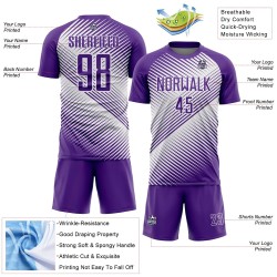 Custom Purple White Line Sublimation Soccer Uniform Jersey Custom Purple White Line Sublimation Soccer Uniform Jersey