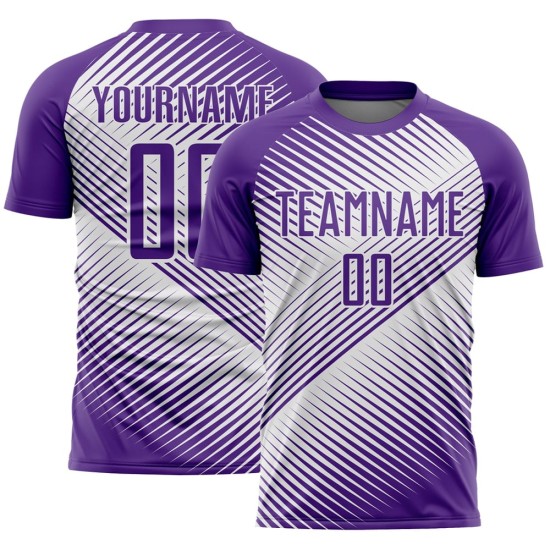 Custom Purple White Line Sublimation Soccer Uniform Jersey Custom Purple White Line Sublimation Soccer Uniform Jersey