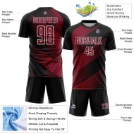 Custom Black Crimson-White Line Sublimation Soccer Uniform Jersey