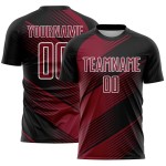 Custom Black Crimson-White Line Sublimation Soccer Uniform Jersey Custom Black Crimson-White Line Sublimation Soccer Uniform Jersey