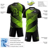 Custom Black Neon Green Line Sublimation Soccer Uniform Jersey