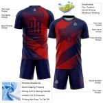 Custom Navy Red Line Sublimation Soccer Uniform Jersey Custom Navy Red Line Sublimation Soccer Uniform Jersey