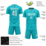 Custom Aqua White Sublimation Soccer Uniform Jersey Custom Aqua White Sublimation Soccer Uniform Jersey