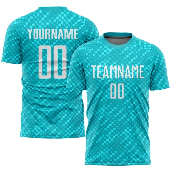 Custom Aqua White Sublimation Soccer Uniform Jersey Custom Aqua White Sublimation Soccer Uniform Jersey