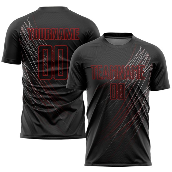Custom Black Black-Red Sublimation Soccer Uniform Jersey Custom Black Black-Red Sublimation Soccer Uniform Jersey