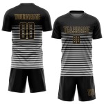 Custom Black Black-Old Gold Sublimation Soccer Uniform Jersey Custom Black Black-Old Gold Sublimation Soccer Uniform Jersey