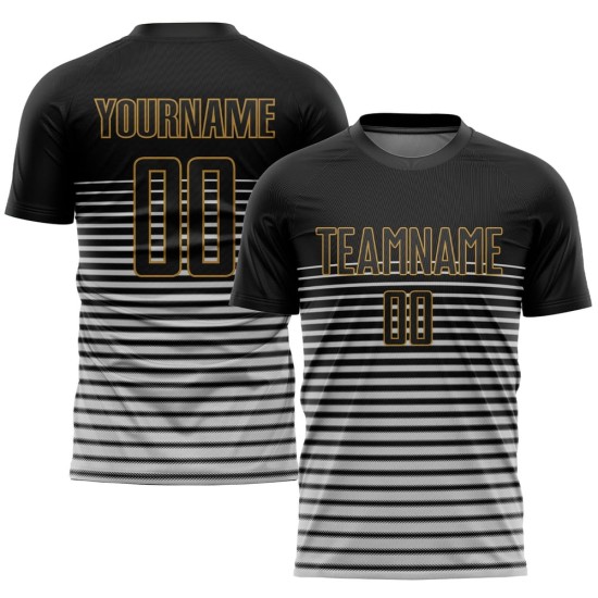 Custom Black Black-Old Gold Sublimation Soccer Uniform Jersey Custom Black Black-Old Gold Sublimation Soccer Uniform Jersey