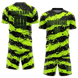 Custom Neon Green Black Sublimation Soccer Uniform Jersey Custom Neon Green Black Sublimation Soccer Uniform Jersey