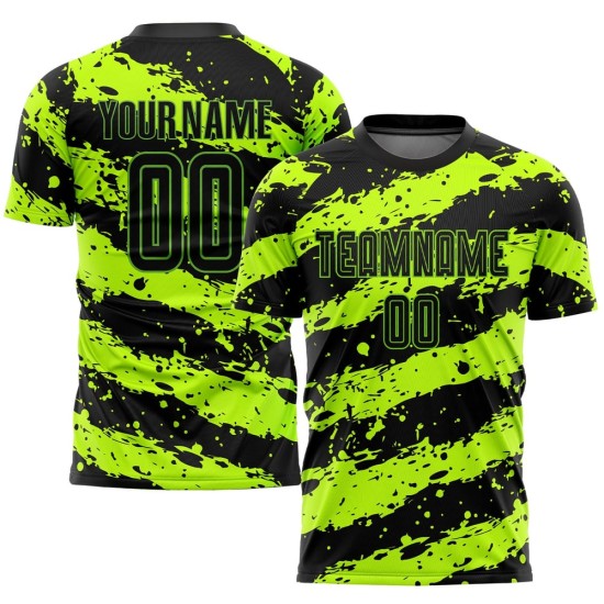 Custom Neon Green Black Sublimation Soccer Uniform Jersey Custom Neon Green Black Sublimation Soccer Uniform Jersey