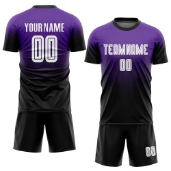 Custom Purple White-Black Sublimation Fade Fashion Soccer Uniform Jersey Custom Purple White-Black Sublimation Fade Fashion Soccer Uniform Jersey